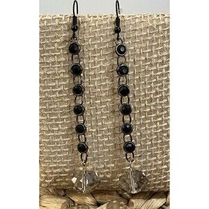 Artisan Crafted Rhinestone & Smokey Swarovski Crystal Long Earrings Fairycore